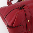 Salvatore Ferragamo Gancini Tote Bag Leather Red Gold Auth bs30509-14