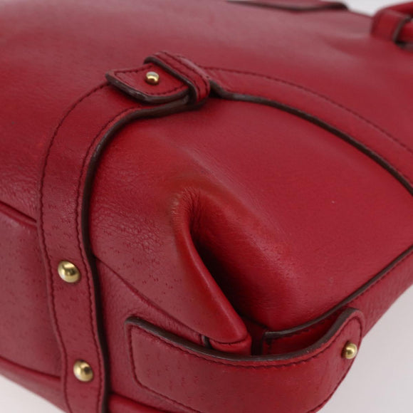 Salvatore Ferragamo Gancini Tote Bag Leather Red Gold Auth bs30509