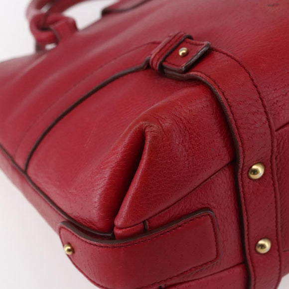 Salvatore Ferragamo Gancini Tote Bag Leather Red Gold Auth bs30509