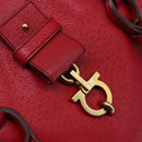Salvatore Ferragamo Gancini Tote Bag Leather Red Gold Auth bs30509-10