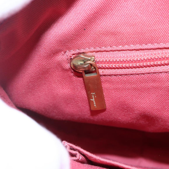 Salvatore Ferragamo Gancini Tote Bag Leather Red Gold Auth bs30509