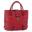 Salvatore Ferragamo Gancini Tote Bag Leather Red Gold Auth bs30509-1
