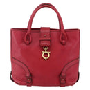 Salvatore Ferragamo Gancini Tote Bag Leather Red Gold Auth bs30509-13