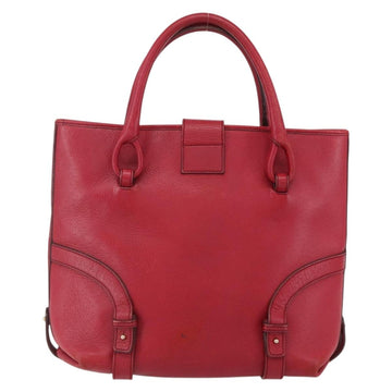 Salvatore Ferragamo Gancini Tote Bag Leather Red Gold Auth bs30509 - 0