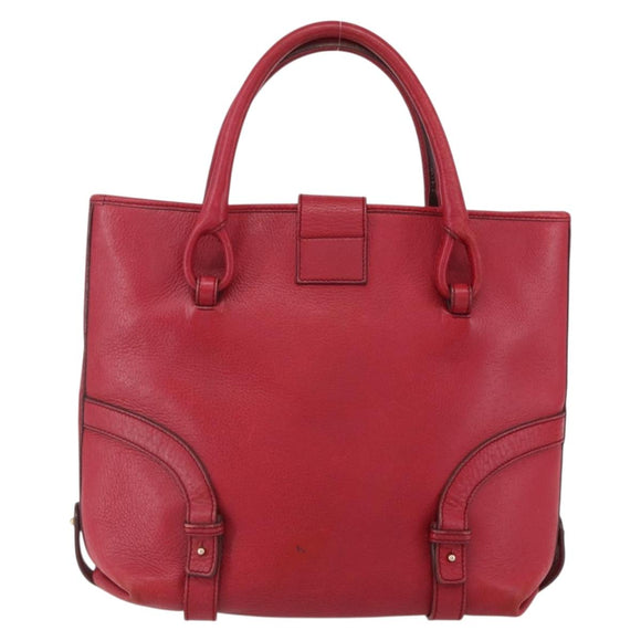 Salvatore Ferragamo Gancini Tote Bag Leather Red Gold Auth bs30509