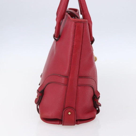 Salvatore Ferragamo Gancini Tote Bag Leather Red Gold Auth bs30509