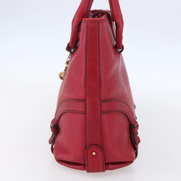 Salvatore Ferragamo Gancini Tote Bag Leather Red Gold Auth bs30509