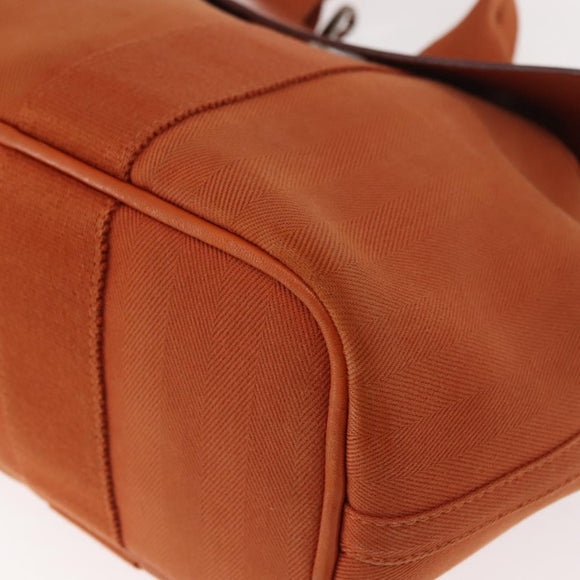 HERMES Valparaiso PM Tote Bag Canvas Leather Orange Silver Auth bs30510