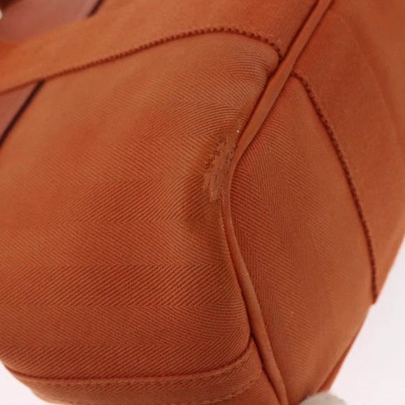 HERMES Valparaiso PM Tote Bag Canvas Leather Orange Silver Auth bs30510
