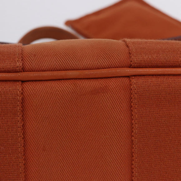 HERMES Valparaiso PM Tote Bag Canvas Leather Orange Silver Auth bs30510