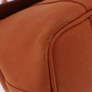 HERMES Valparaiso PM Tote Bag Canvas Leather Orange Silver Auth bs30510-16