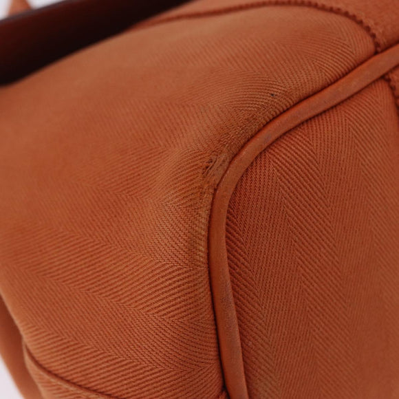 HERMES Valparaiso PM Tote Bag Canvas Leather Orange Silver Auth bs30510