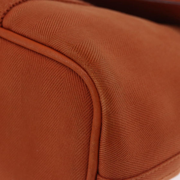HERMES Valparaiso PM Tote Bag Canvas Leather Orange Silver Auth bs30510