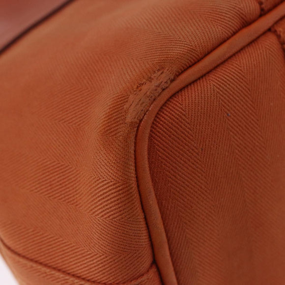 HERMES Valparaiso PM Tote Bag Canvas Leather Orange Silver Auth bs30510