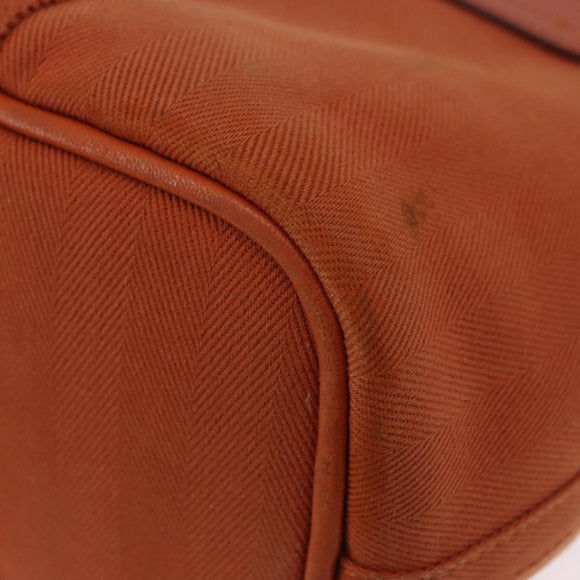 HERMES Valparaiso PM Tote Bag Canvas Leather Orange Silver Auth bs30510