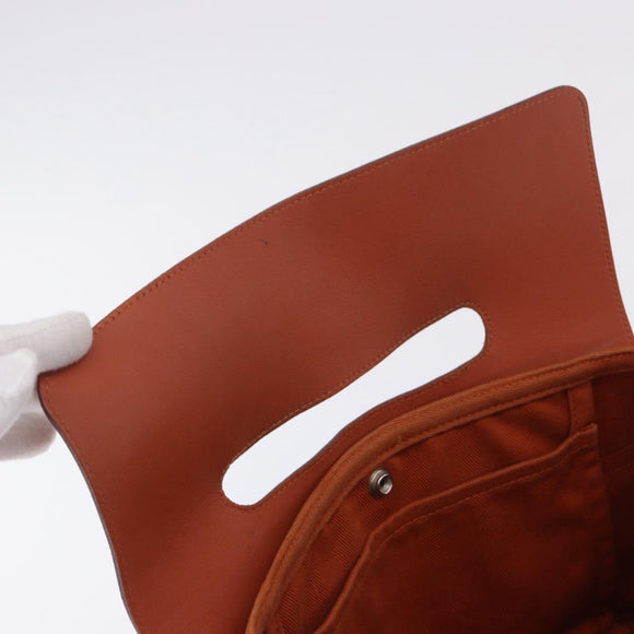 HERMES Valparaiso PM Tote Bag Canvas Leather Orange Silver Auth bs30510