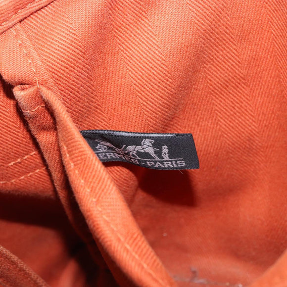 HERMES Valparaiso PM Tote Bag Canvas Leather Orange Silver Auth bs30510