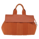 HERMES Valparaiso PM Tote Bag Canvas Leather Orange Silver Auth bs30510-13