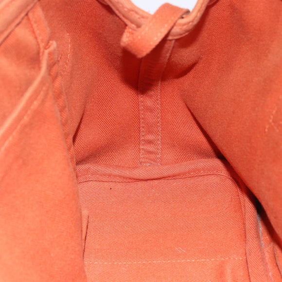 HERMES Valparaiso PM Tote Bag Canvas Leather Orange Silver Auth bs30510