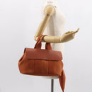 HERMES Valparaiso PM Tote Bag Canvas Leather Orange Silver Auth bs30510-23