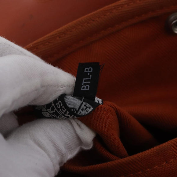 HERMES Valparaiso PM Tote Bag Canvas Leather Orange Silver Auth bs30510