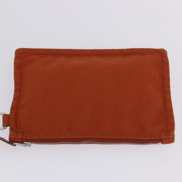 HERMES Valparaiso PM Tote Bag Canvas Leather Orange Silver Auth bs30510