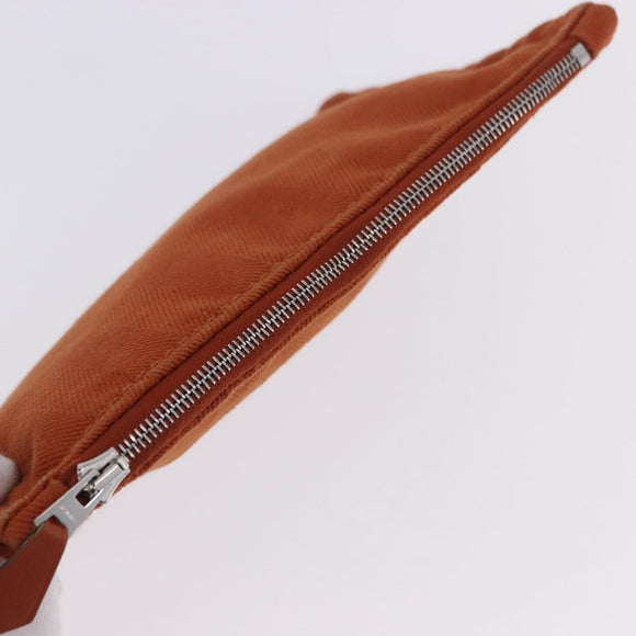 HERMES Valparaiso PM Tote Bag Canvas Leather Orange Silver Auth bs30510