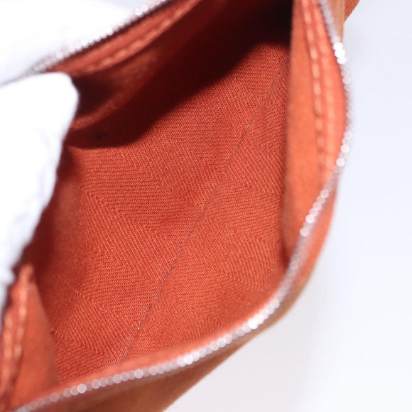 HERMES Valparaiso PM Tote Bag Canvas Leather Orange Silver Auth bs30510