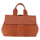 HERMES Valparaiso PM Tote Bag Canvas Leather Orange Silver Auth bs30510-13