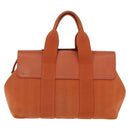 HERMES Valparaiso PM Tote Bag Canvas Leather Orange Silver Auth bs30510-2