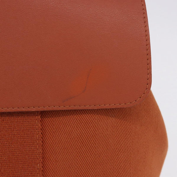 HERMES Valparaiso PM Tote Bag Canvas Leather Orange Silver Auth bs30510