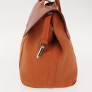 HERMES Valparaiso PM Tote Bag Canvas Leather Orange Silver Auth bs30510-3