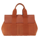 HERMES Valparaiso PM Tote Bag Canvas Leather Orange Silver Auth bs30510-3