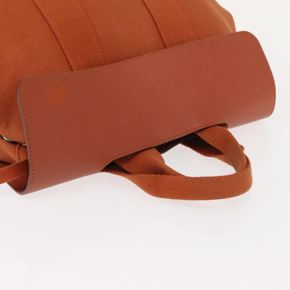 HERMES Valparaiso PM Tote Bag Canvas Leather Orange Silver Auth bs30510