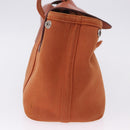 HERMES Valparaiso PM Tote Bag Canvas Leather Orange Silver Auth bs30510-7