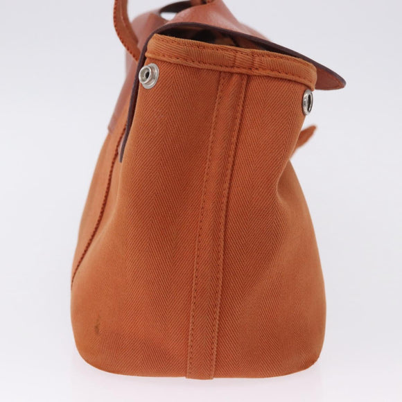 HERMES Valparaiso PM Tote Bag Canvas Leather Orange Silver Auth bs30510