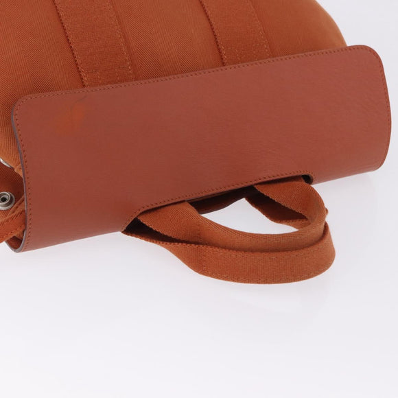 HERMES Valparaiso PM Tote Bag Canvas Leather Orange Silver Auth bs30510
