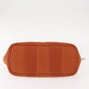 HERMES Valparaiso PM Tote Bag Canvas Leather Orange Silver Auth bs30510-5