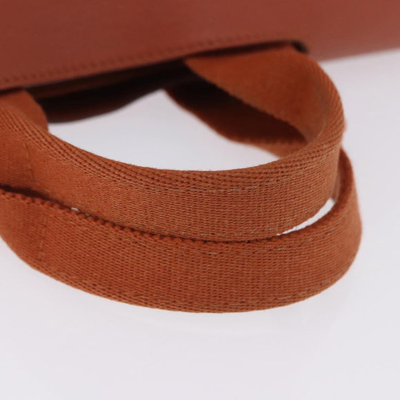 HERMES Valparaiso PM Tote Bag Canvas Leather Orange Silver Auth bs30510