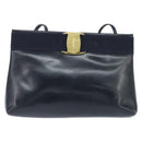 Salvatore Ferragamo Vala Shoulder Bag Leather Navy Gold Auth bs30511-2