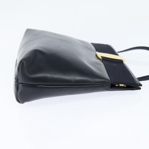 Salvatore Ferragamo Vala Shoulder Bag Leather Navy Gold Auth bs30511