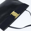 Salvatore Ferragamo Vala Shoulder Bag Leather Navy Gold Auth bs30511-6
