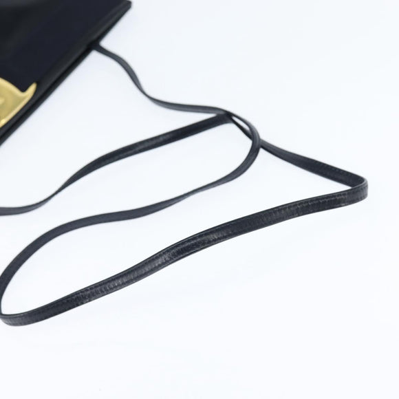 Salvatore Ferragamo Vala Shoulder Bag Leather Navy Gold Auth bs30511