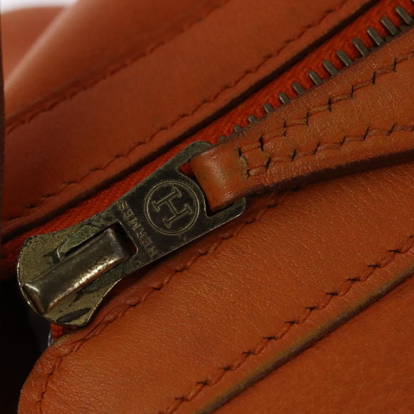 HERMES Doremi Shoulder Bag Leather Orange Gold Auth bs30512