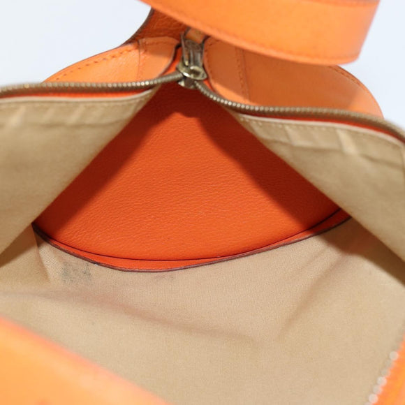 HERMES Doremi Shoulder Bag Leather Orange Gold Auth bs30512