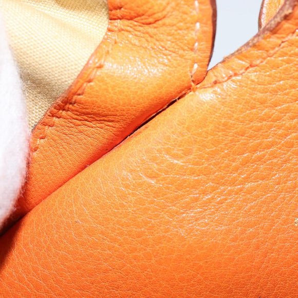HERMES Doremi Shoulder Bag Leather Orange Gold Auth bs30512