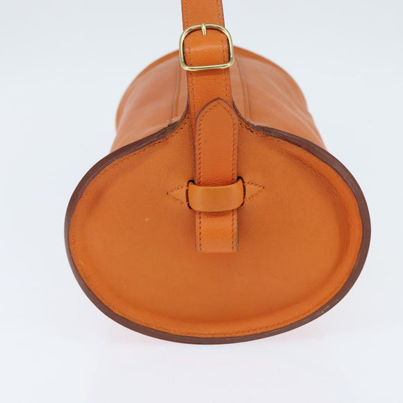 HERMES Doremi Shoulder Bag Leather Orange Gold Auth bs30512