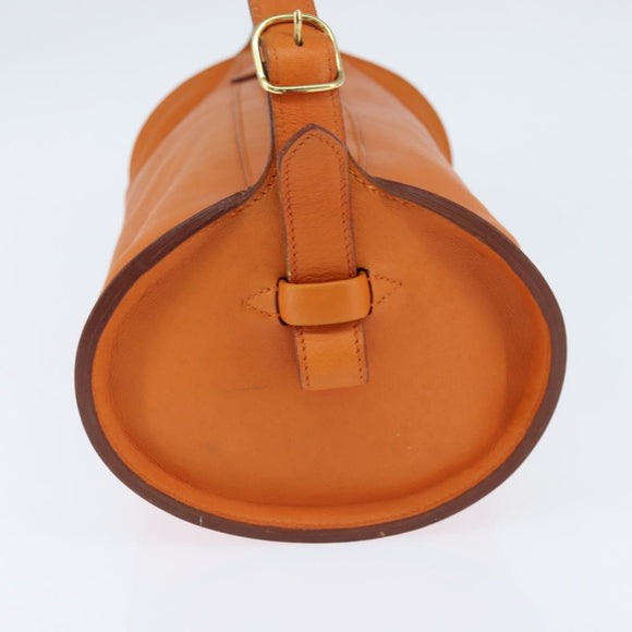 HERMES Doremi Shoulder Bag Leather Orange Gold Auth bs30512