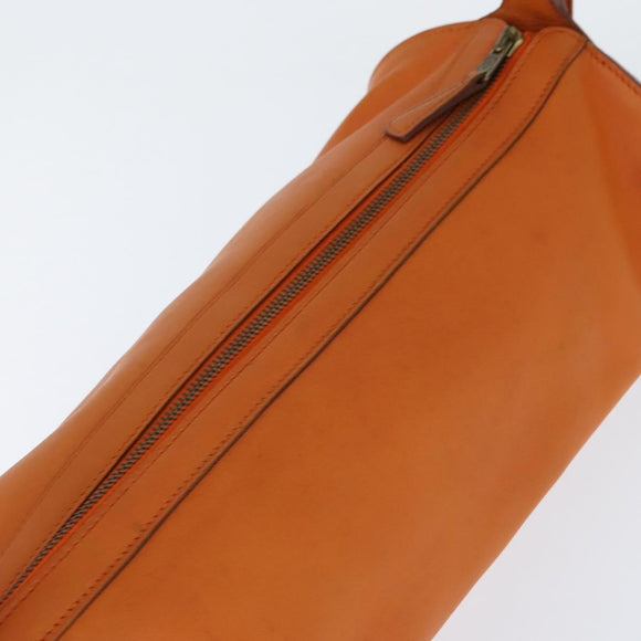 HERMES Doremi Shoulder Bag Leather Orange Gold Auth bs30512