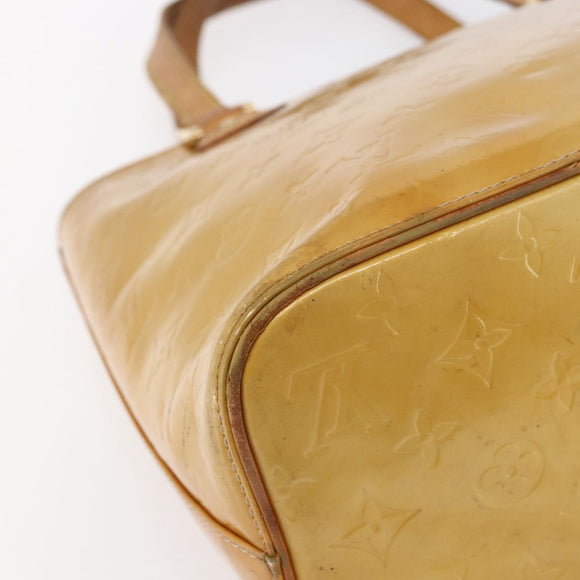 LOUIS VUITTON Monogram Vernis Houston Hand Bag Beige M91004 LV Auth bs30514